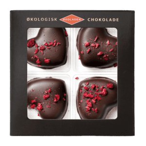 Marcipanhjerter Hindbær 4 stk, 1 kolli = 14 stk.