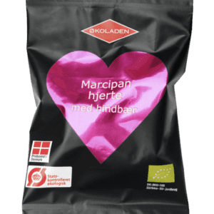 Marcipanhjerte Hindbær, 1 kolli = 30 stk.